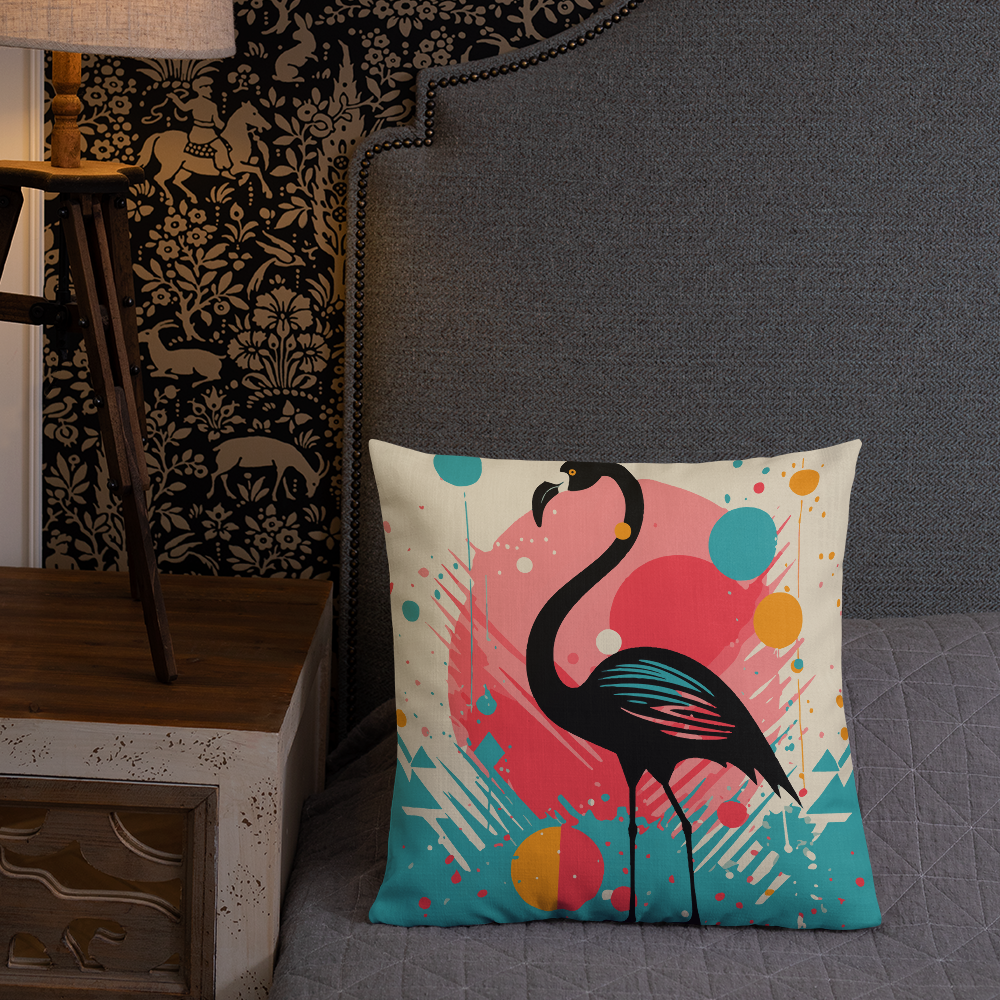 Sunset Dream Throw Pillow: A Flamingo Silhouette in Tranquility