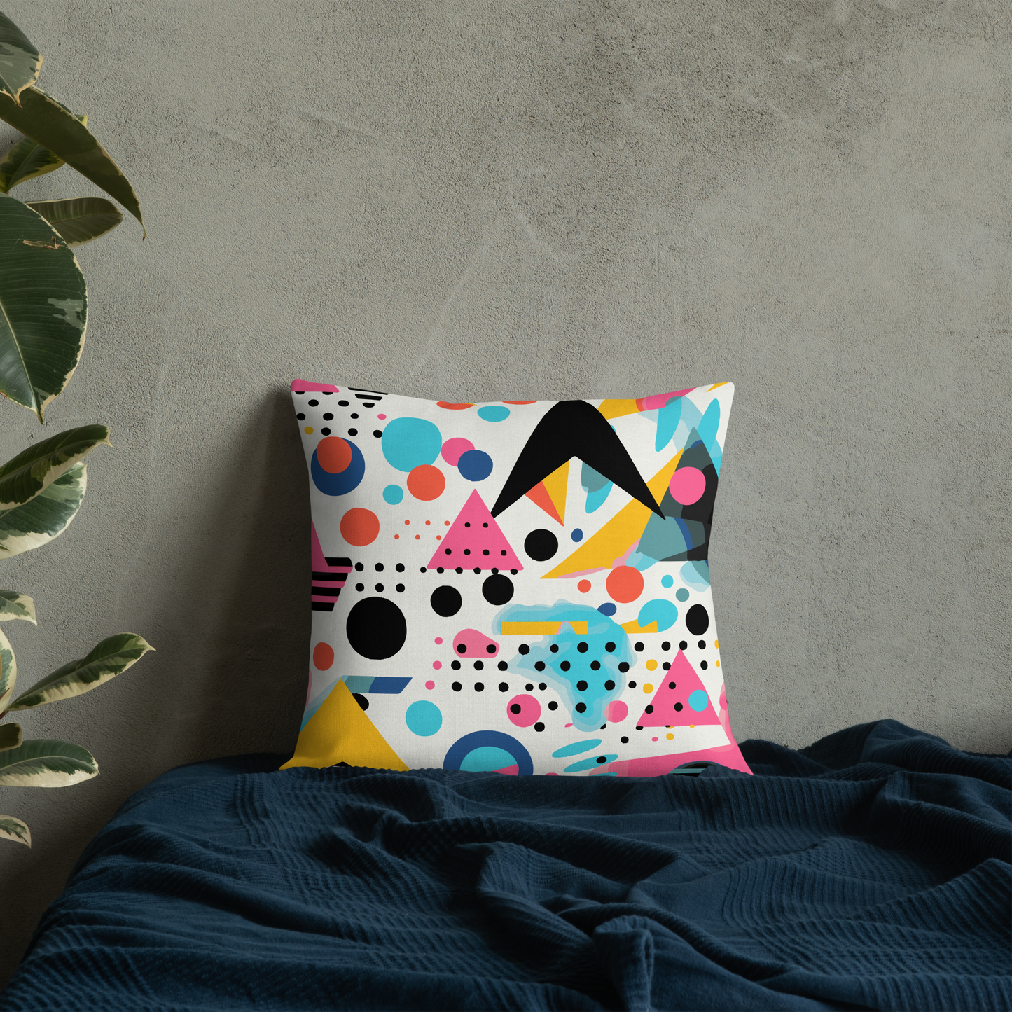 Memphis Madness Throw Pillow: A Postmodern Explosion of Color