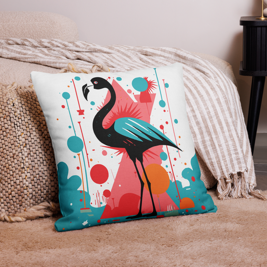 Radical Retro Throw Pillow: 80s Pop Art Flamingo