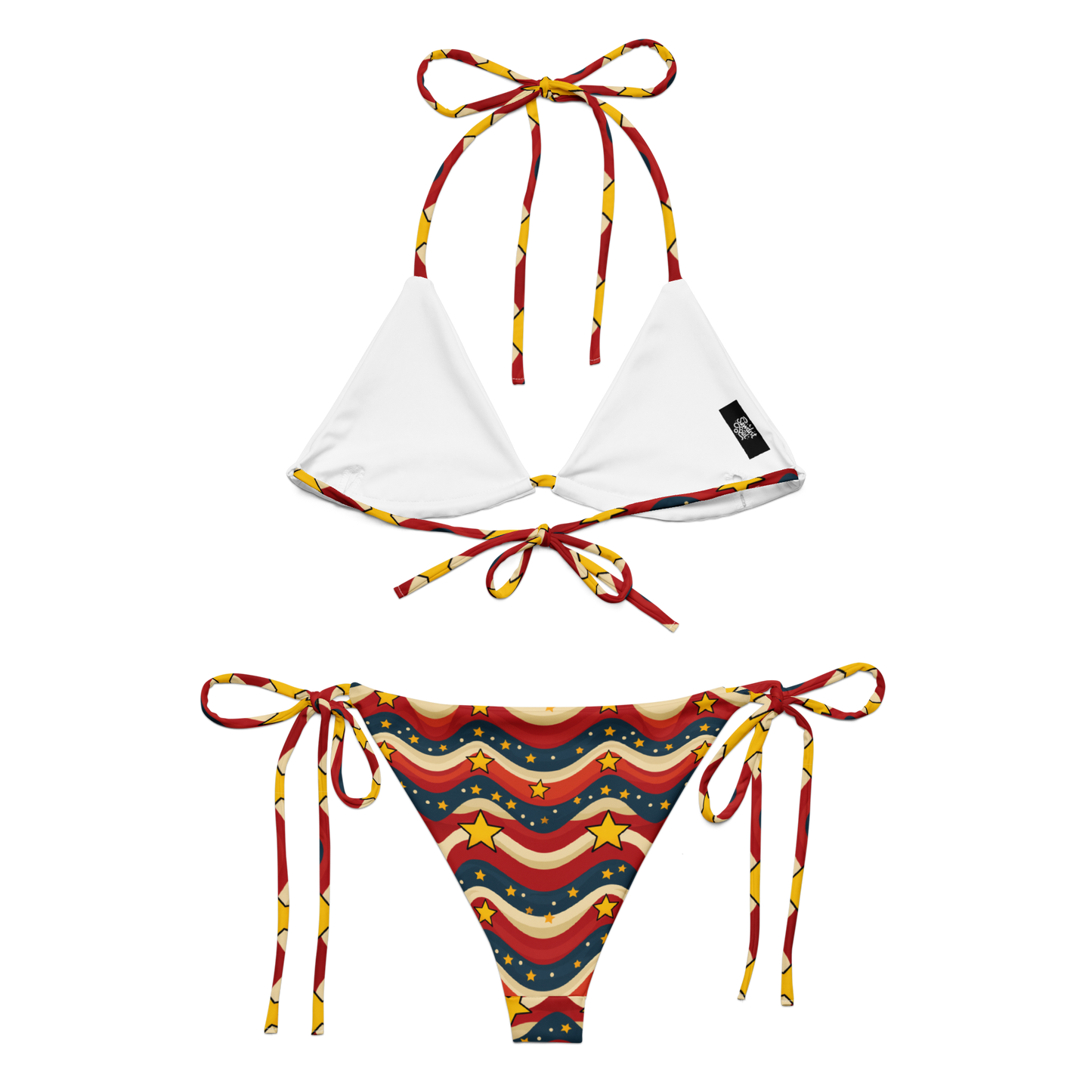 Retro Stars & Stripes String Bikini – Sustainable & Super Cute