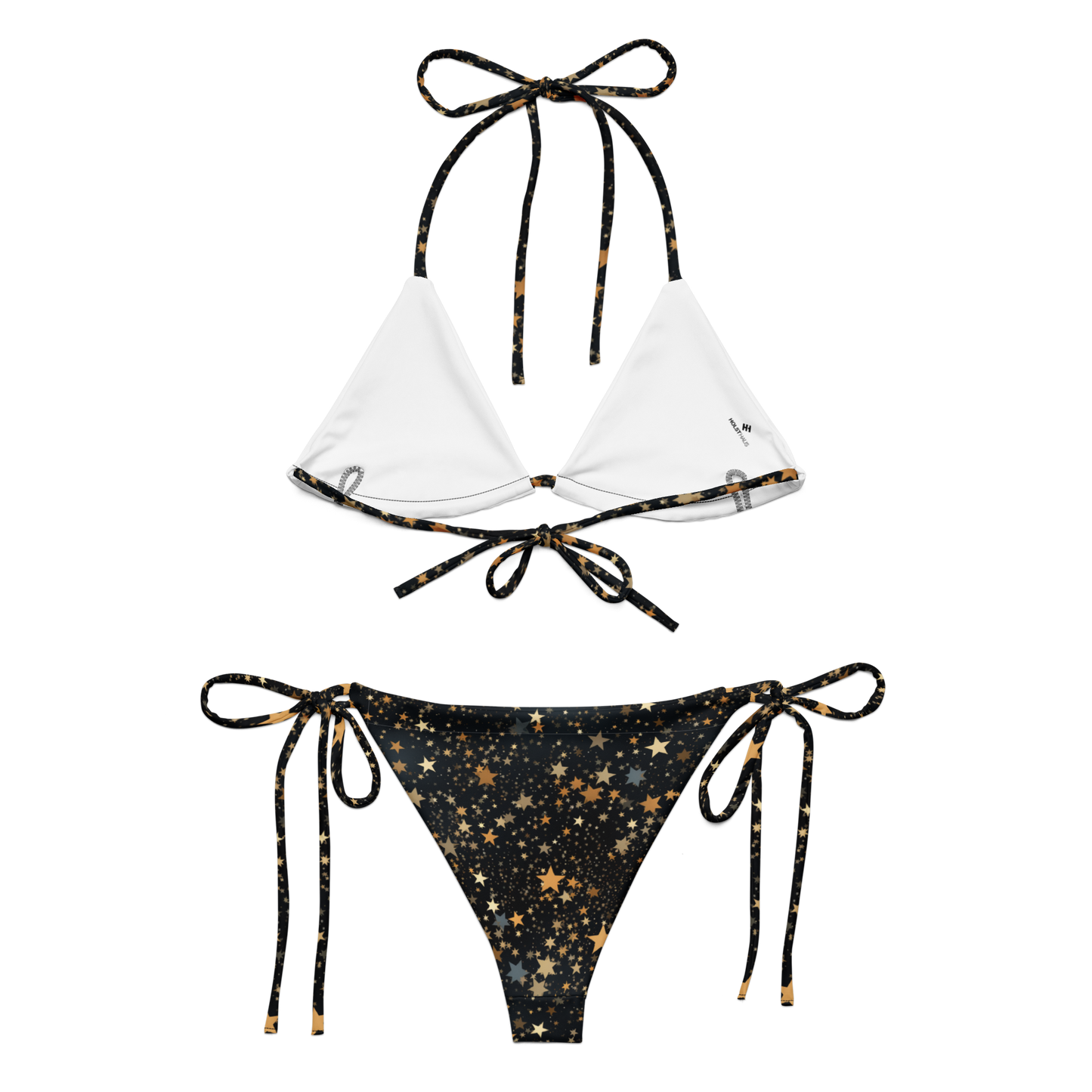 Sparkle on the Beach: Stellar Print Recycled String Bikini (UPF 50+, Sizes to 6XL)