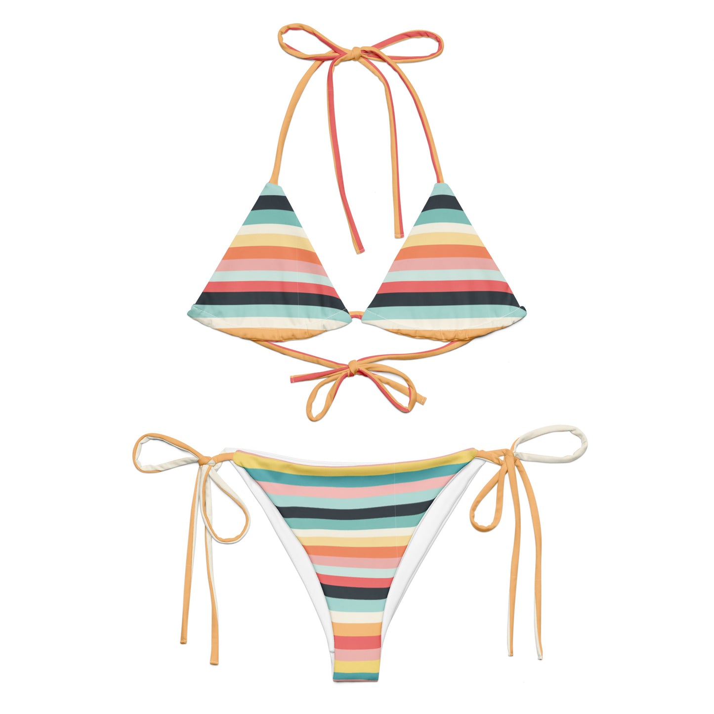 Breezy Summer Stripes String Bikini - Sustainable & Customizable (Sizes to 6XL!)