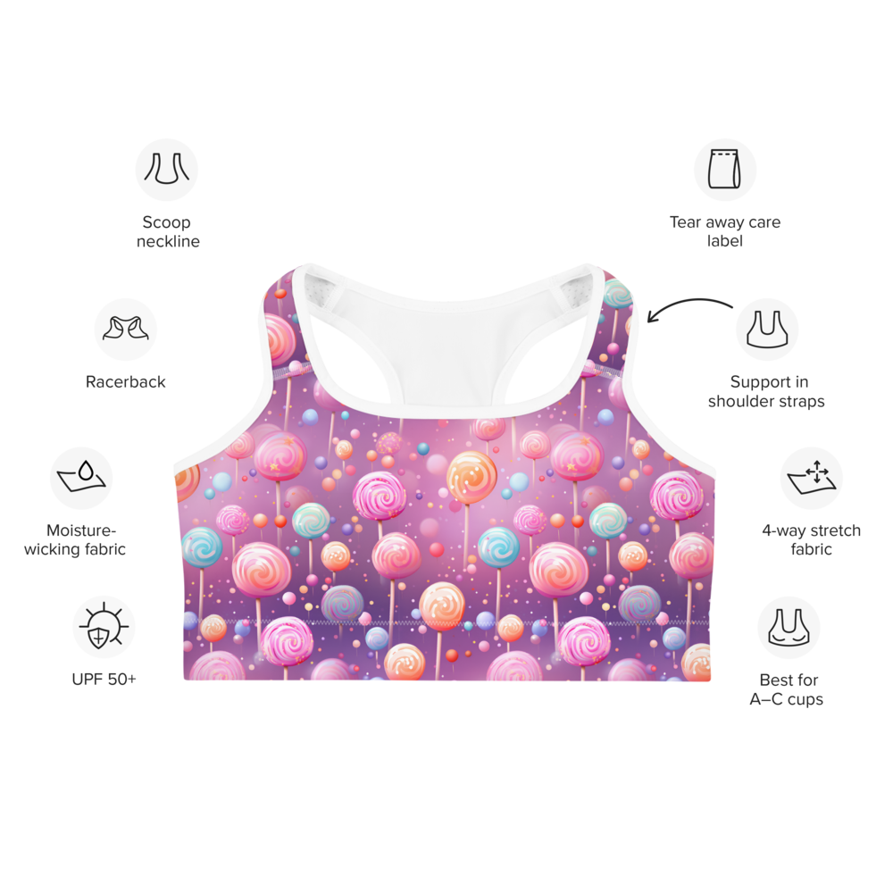 Candy Craze Sports Bra - Sweet Support for Your Workouts