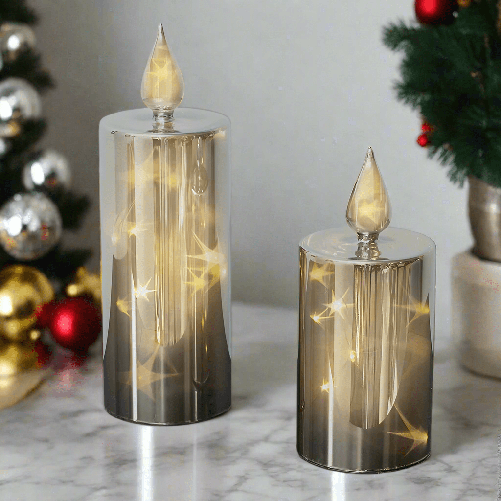 LED-Kerze aus Rauchglas