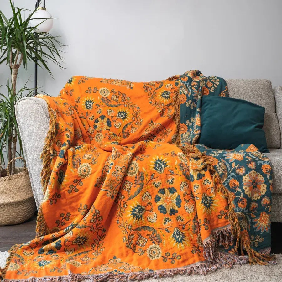 Wendbare Decke im Vintage-Blumenmuster