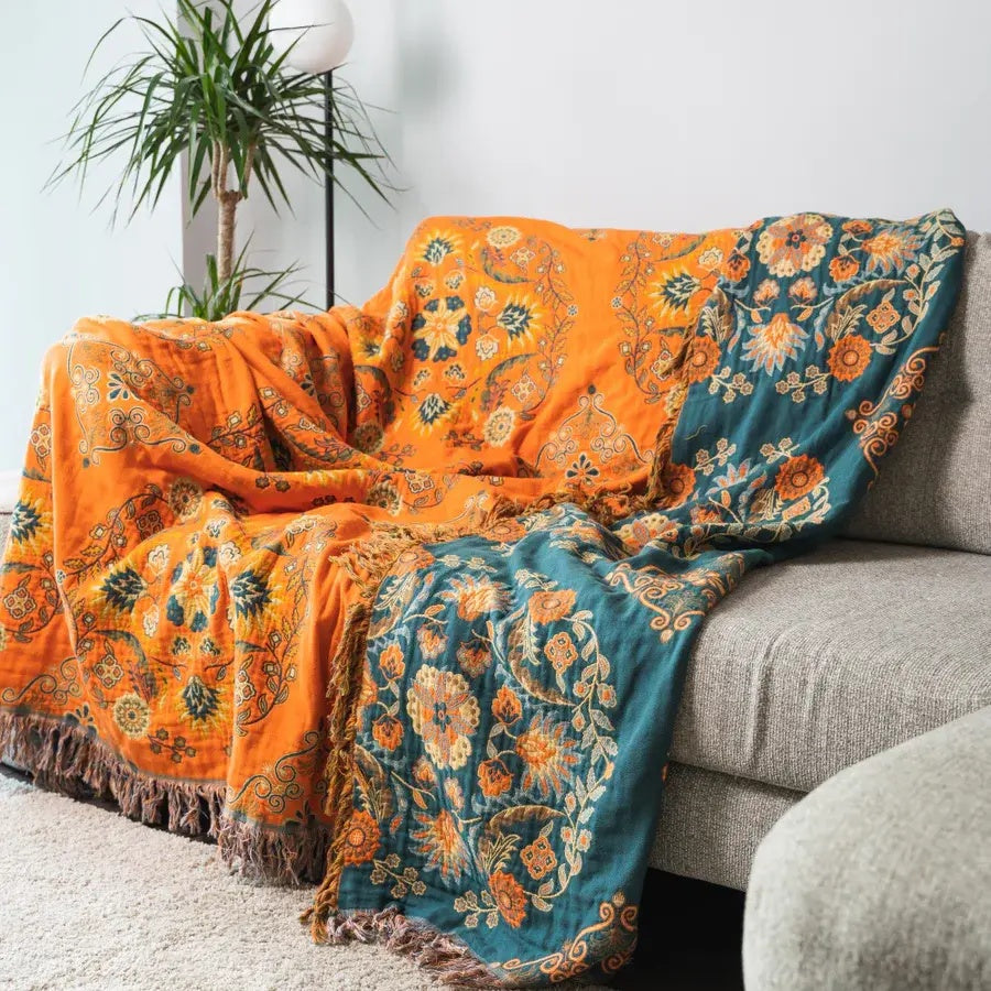 Wendbare Decke im Vintage-Blumenmuster