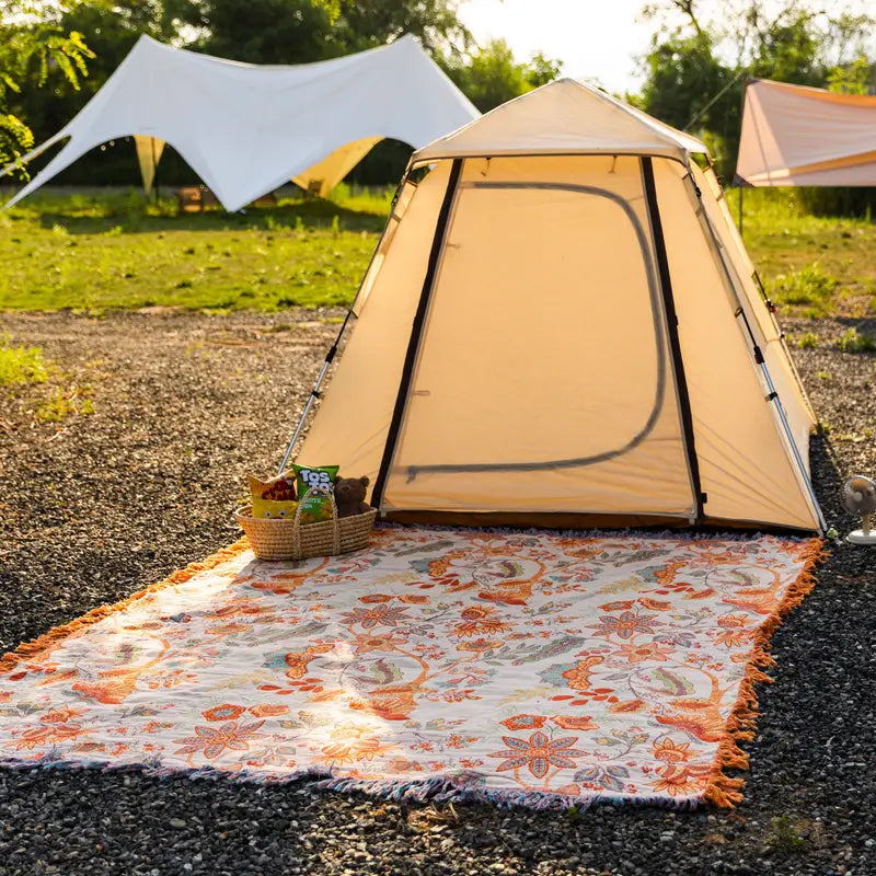 Baumwoll-Überwurf im Boho-Stil mit Blumenmuster