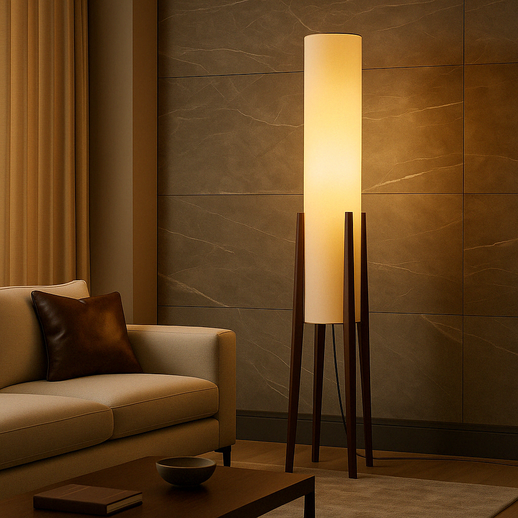 Stehlampe aus massivem Nussbaum