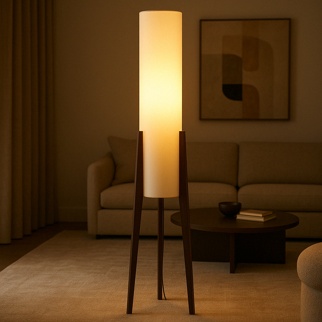 Stehlampe aus massivem Nussbaum