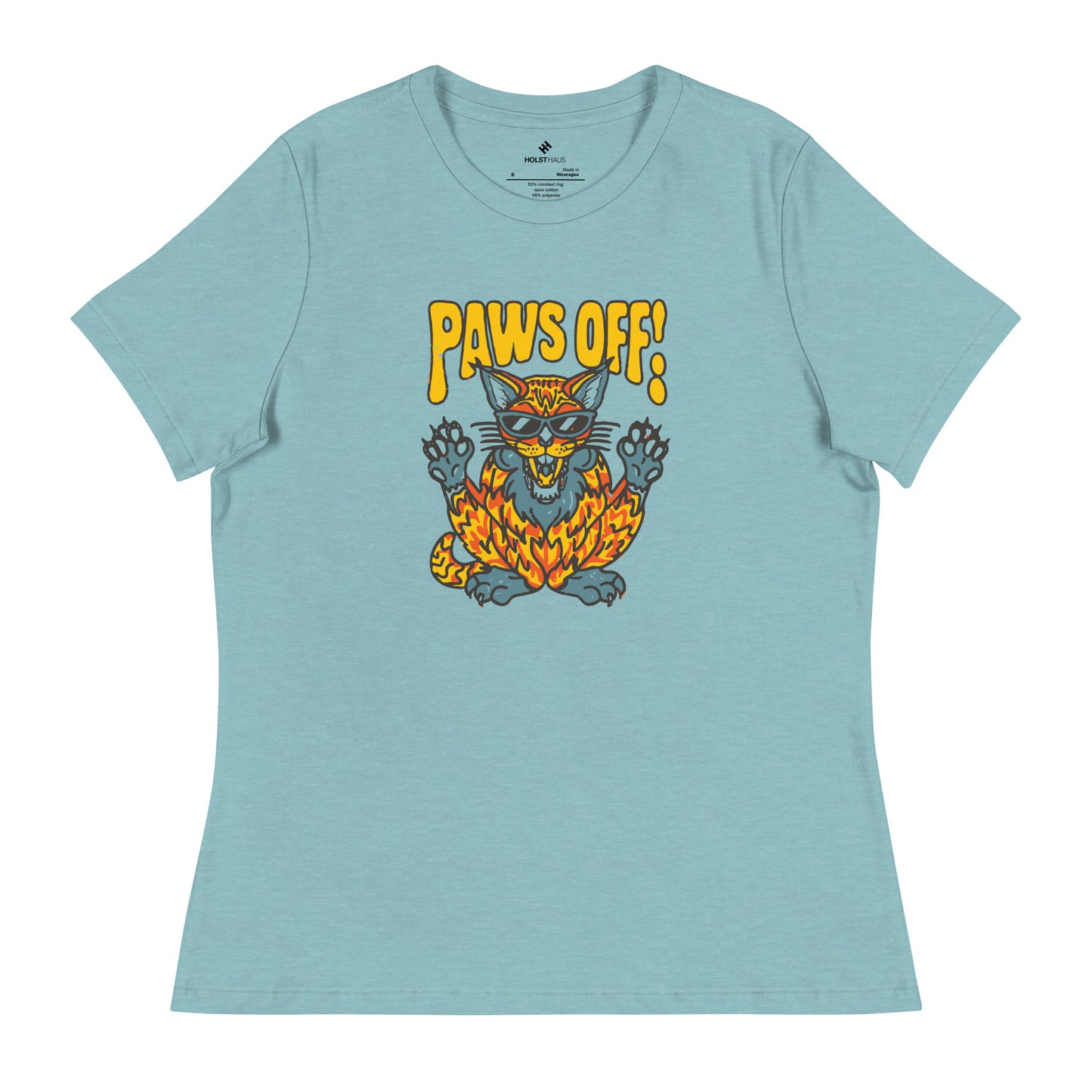 Cattitude with Comfort: Soft "Paws Off" Graphic Tee, Everyday or Dressed Up