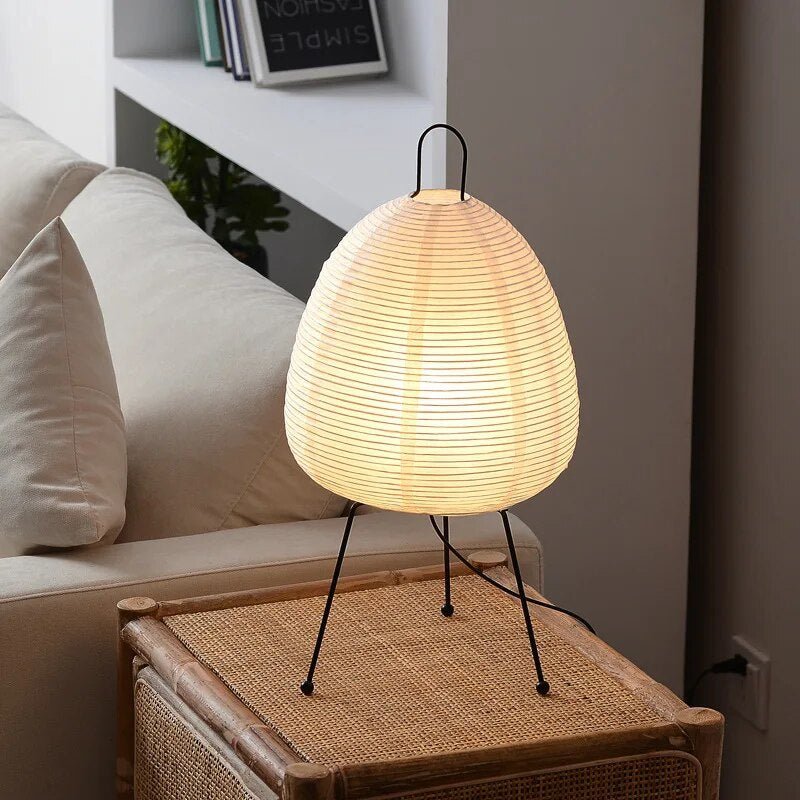 Japandi-Tischlampe aus Papier